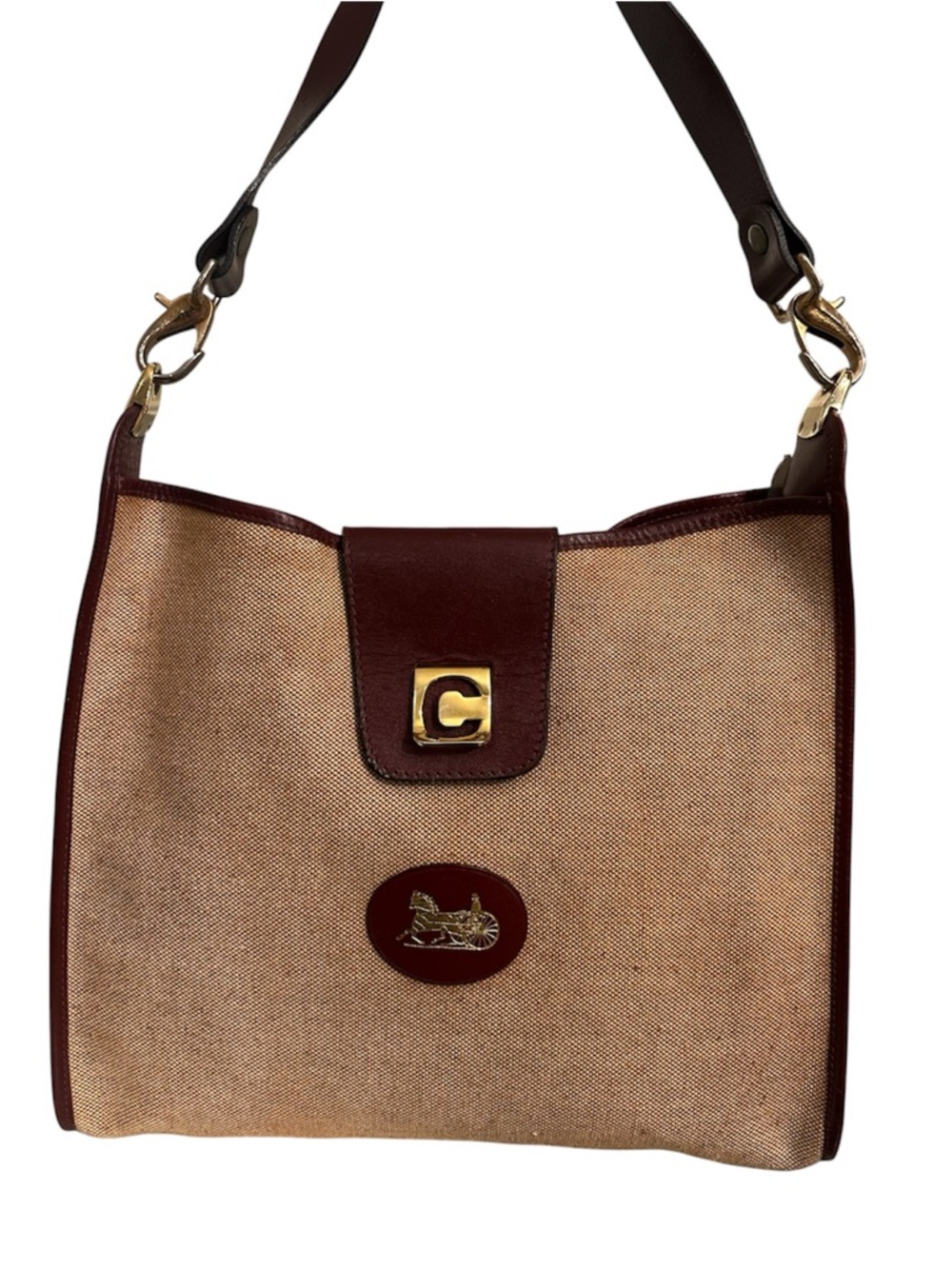 Celine Horse Carriage Canvas & Leather Shoulder Bag